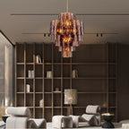 Arabela Lighting 85362-13 Lacquered Gold 29''  Fire And Ice  Chandelier In Lacquered Gold With Textured Dark Amber Glass Image 3