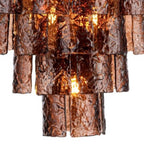 Arabela Lighting Fire And Ice 37''  Fire And Ice  Chandelier In Lacquered Gold With Textured Dark Amber Glass