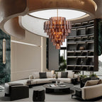 Arabela Lighting 85363-21 Lacquered Gold 37''  Fire And Ice  Chandelier In Lacquered Gold With Textured Dark Amber Glass Image 3