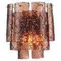 Arabela Lighting 85364-2 Lacquered Gold 13''  Fire And Ice  Wall Sconce In Lacquered Gold With Textured Dark Amber Glass Image 1