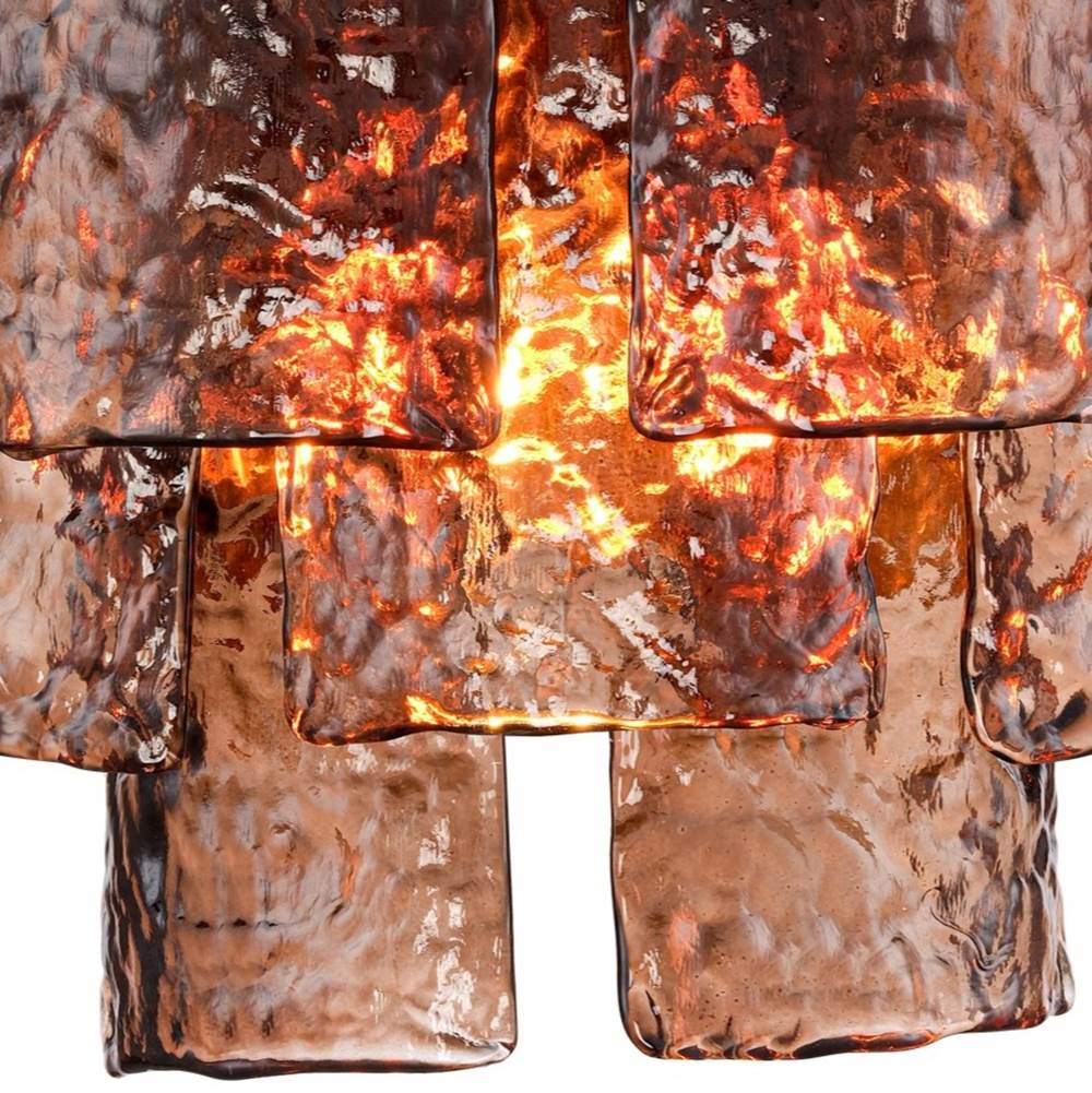 Arabela Lighting Fire And Ice 13''  Fire And Ice  Wall Sconce In Lacquered Gold With Textured Dark Amber Glass
