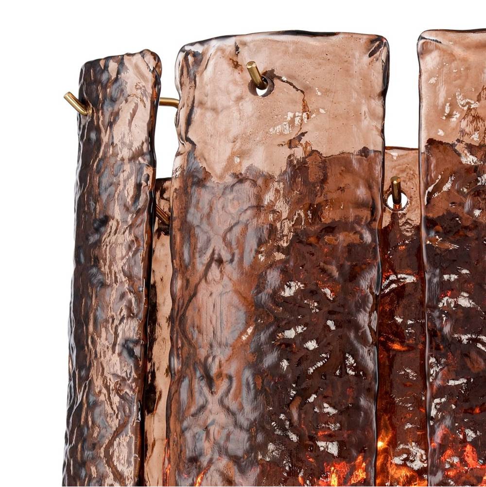 Arabela Lighting 85364-2 Lacquered Gold 13''  Fire And Ice  Wall Sconce In Lacquered Gold With Textured Dark Amber Glass Image 4