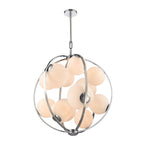 Arabela Lighting 85370-12 Polished Chrome 32'' Concentra Pendant In Polished Chrome With Striated White Glass Globes Image 1