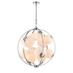 Arabela Lighting Concentro 32'' Concentra Pendant In Polished Chrome With Striated White Glass Globes