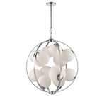 Arabela Lighting 85370-12 Polished Chrome 32'' Concentra Pendant In Polished Chrome With Striated White Glass Globes Image 6