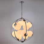 Arabela Lighting 85370-12 Polished Chrome 32'' Concentra Pendant In Polished Chrome With Striated White Glass Globes Image 4