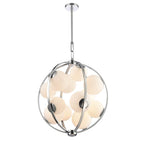 Arabela Lighting Concentro 25'' Concentra Pendant In Polished Chrome With Striated White Glass Globes