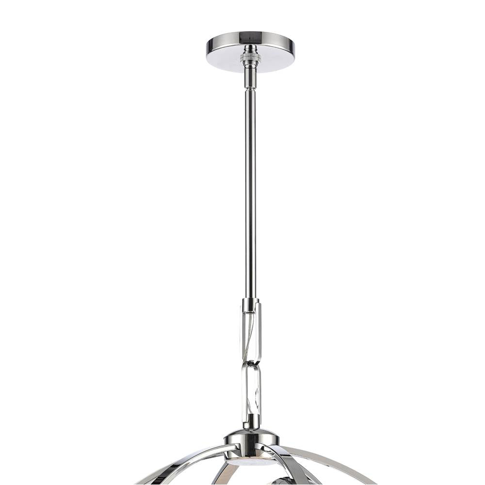 Arabela Lighting 85371-12 Polished Chrome 25'' Concentra Pendant In Polished Chrome With Striated White Glass Globes Image 4