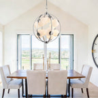 Arabela Lighting 85371-12 Polished Chrome 25'' Concentra Pendant In Polished Chrome With Striated White Glass Globes Image 3