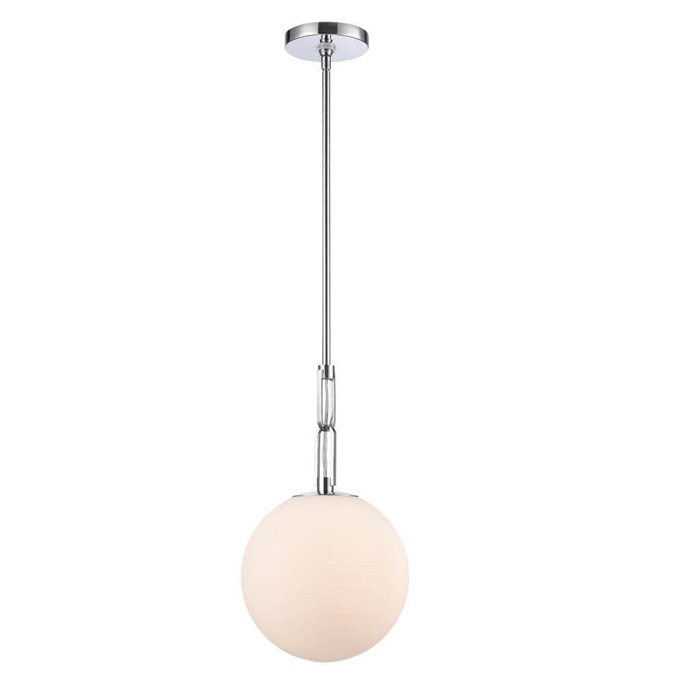 Arabela Lighting 85375-1 Polished Chrome 10'' Concentra Pendant In Polished Chrome With Striated White Glass Globes Image 1