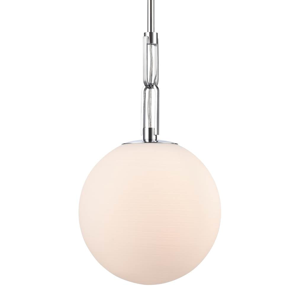 Arabela Lighting Concentro 10'' Concentra Pendant In Polished Chrome With Striated White Glass Globes