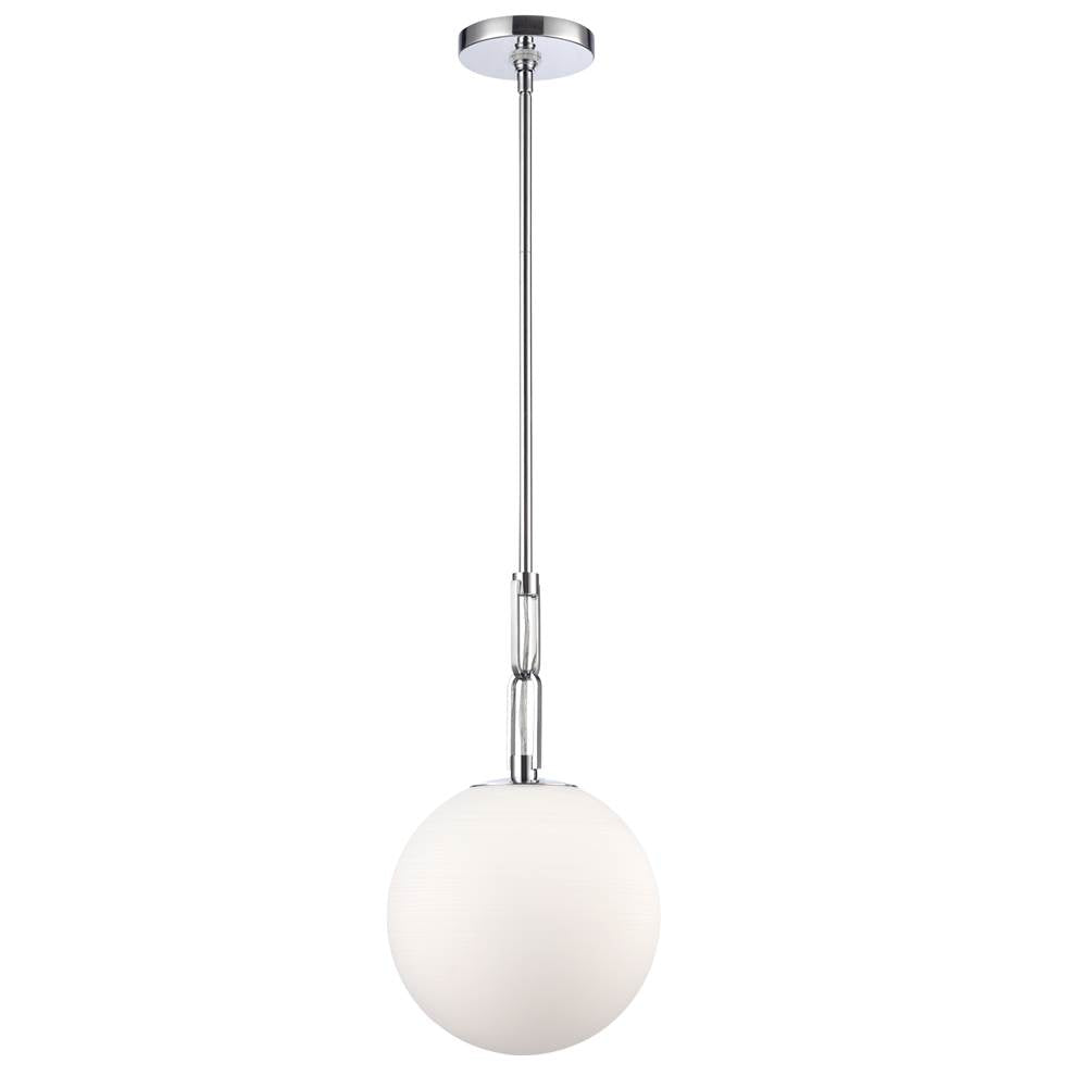 Arabela Lighting 85375-1 Polished Chrome 10'' Concentra Pendant In Polished Chrome With Striated White Glass Globes Image 4