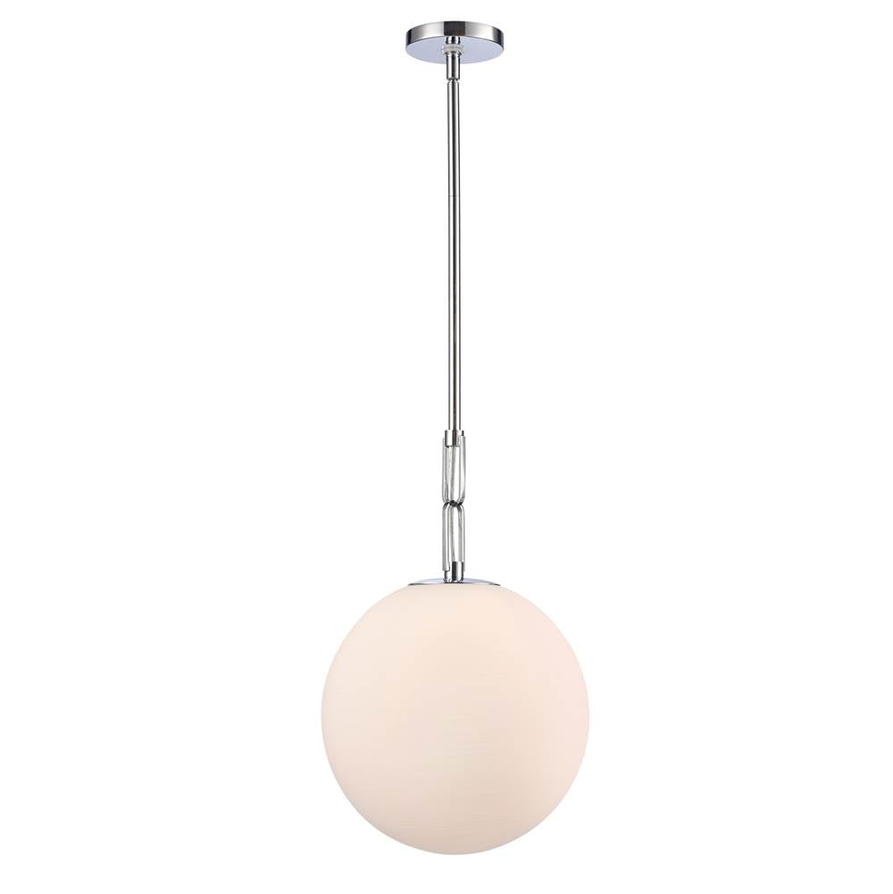 Arabela Lighting 85376-1 Polished Chrome 13.75'' Concentra Pendant In Polished Chrome With Striated White Glass Globes Image 1