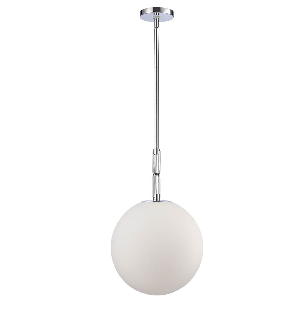 Arabela Lighting 85376-1 Polished Chrome 13.75'' Concentra Pendant In Polished Chrome With Striated White Glass Globes Image 6