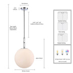 Arabela Lighting 85376-1 Polished Chrome 13.75'' Concentra Pendant In Polished Chrome With Striated White Glass Globes Image 2