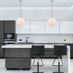 Arabela Lighting 85376-1 Polished Chrome 13.75'' Concentra Pendant In Polished Chrome With Striated White Glass Globes Image 3