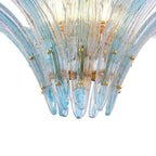 Arabela Lighting 85390-10 Antique Gold Leaf 39.5'' Fiore Pendant In Antique Gold Leaf With Textured Carribean Blue Glass Image 5