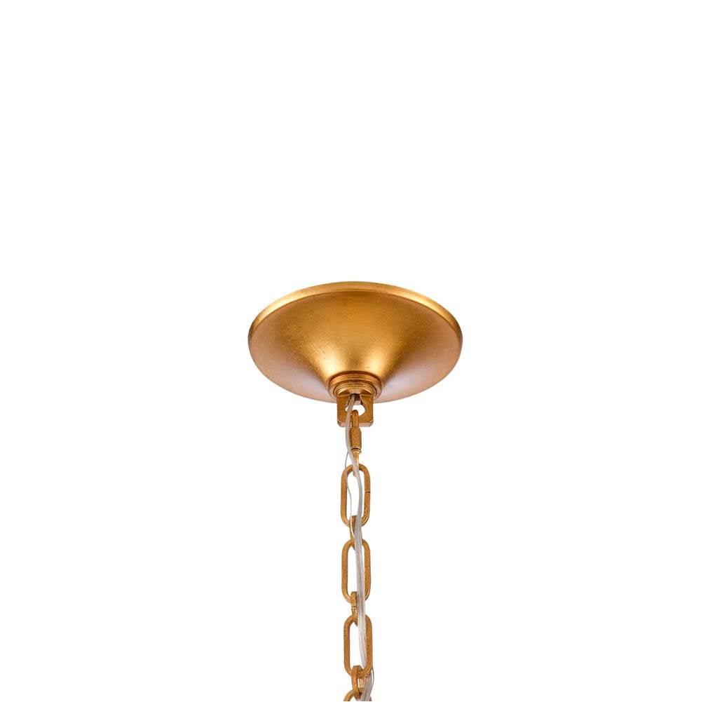 Arabela Lighting 85390-10 Antique Gold Leaf 39.5'' Fiore Pendant In Antique Gold Leaf With Textured Carribean Blue Glass Image 4