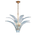 Arabela Lighting 85391-6 Antique Gold Leaf 32.25'' Fiore Pendant In Antique Gold Leaf With Textured Carribean Blue Glass Image 1