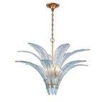 Arabela Lighting 85391-6 Antique Gold Leaf 32.25'' Fiore Pendant In Antique Gold Leaf With Textured Carribean Blue Glass Image 1