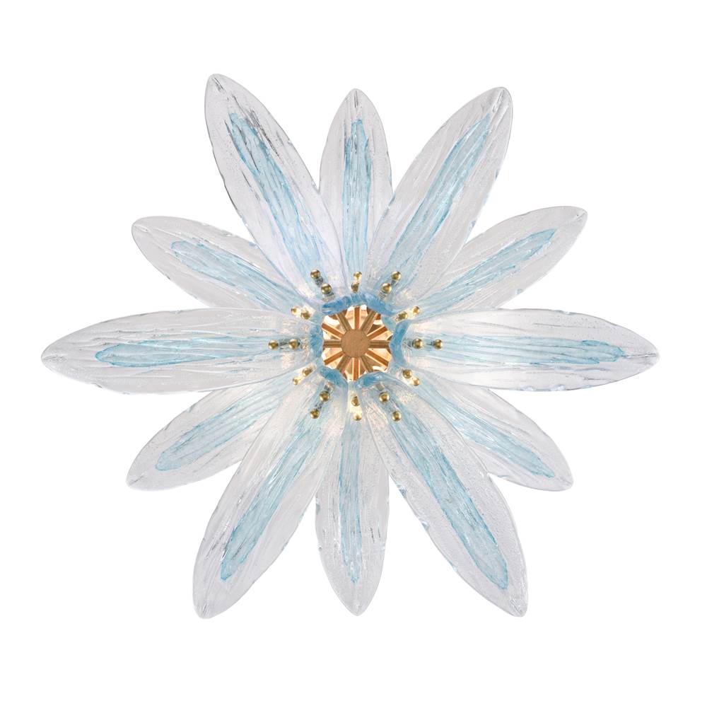 Arabela Lighting Fiore 32.25'' Fiore Pendant In Antique Gold Leaf With Textured Carribean Blue Glass