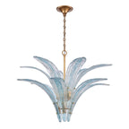 Arabela Lighting 85391-6 Antique Gold Leaf 32.25'' Fiore Pendant In Antique Gold Leaf With Textured Carribean Blue Glass Image 9