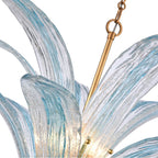 Arabela Lighting 85391-6 Antique Gold Leaf 32.25'' Fiore Pendant In Antique Gold Leaf With Textured Carribean Blue Glass Image 7