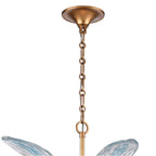 Arabela Lighting 85391-6 Antique Gold Leaf 32.25'' Fiore Pendant In Antique Gold Leaf With Textured Carribean Blue Glass Image 6