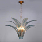 Arabela Lighting 85391-6 Antique Gold Leaf 32.25'' Fiore Pendant In Antique Gold Leaf With Textured Carribean Blue Glass Image 5