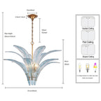 Arabela Lighting 85391-6 Antique Gold Leaf 32.25'' Fiore Pendant In Antique Gold Leaf With Textured Carribean Blue Glass Image 2