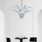 Arabela Lighting 85391-6 Antique Gold Leaf 32.25'' Fiore Pendant In Antique Gold Leaf With Textured Carribean Blue Glass Image 3