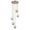 Arabela Lighting 85400-5 Lacquered Gold 16'' Utophia Pendant In Lacquered Gold With Blue Green Swirl Glass Globe Image 1