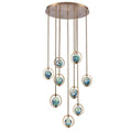 Arabela Lighting 85401-9 Lacquered Gold 24.5'' Utophia Pendant In Lacquered Gold With Blue Green Swirl Glass Globe Image 1