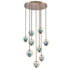 Arabela Lighting 85401-9 Lacquered Gold 24.5'' Utophia Pendant In Lacquered Gold With Blue Green Swirl Glass Globe Image 1