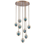 Arabela Lighting Utopia 24.5'' Utophia Pendant In Lacquered Gold With Blue Green Swirl Glass Globe