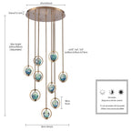 Arabela Lighting 85401-9 Lacquered Gold 24.5'' Utophia Pendant In Lacquered Gold With Blue Green Swirl Glass Globe Image 2