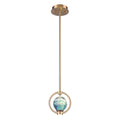 Arabela Lighting 85406-1 Lacquered Gold 6.5'' Utophia Pendant In Lacquered Gold With Blue Green Swirl Glass Globe Image 1