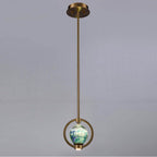 Arabela Lighting 85406-1 Lacquered Gold 6.5'' Utophia Pendant In Lacquered Gold With Blue Green Swirl Glass Globe Image 4