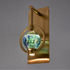 Arabela Lighting 85407-1 Lacquered Gold 13.25'' Utophia Sconce In Lacquered Gold With Blue Green Swirl Glass Globe Image 4