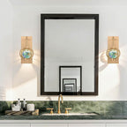 Arabela Lighting 85407-1 Lacquered Gold 13.25'' Utophia Sconce In Lacquered Gold With Blue Green Swirl Glass Globe Image 3