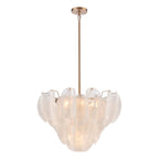 Arabela Lighting 85410-7 Satin Brass 26'' Chateau Pendant In Satin Brass With Curved Arctic Mist Glass Image 1