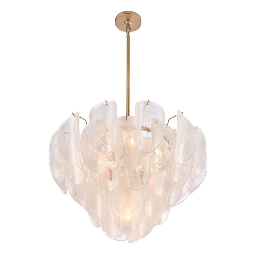 Arabela Lighting Chateau 26'' Chateau Pendant In Satin Brass With Curved Arctic Mist Glass