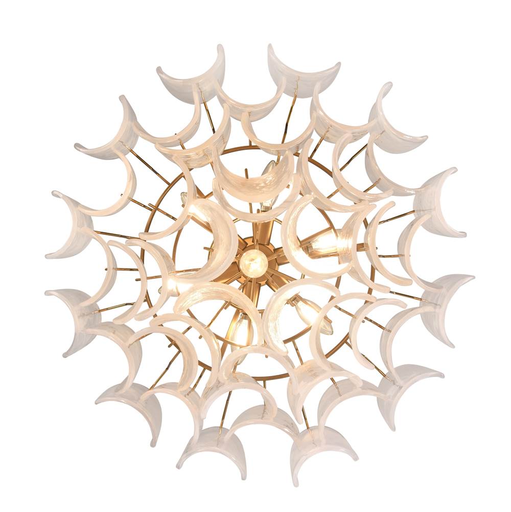 Arabela Lighting 85410-7 Satin Brass 26'' Chateau Pendant In Satin Brass With Curved Arctic Mist Glass Image 9