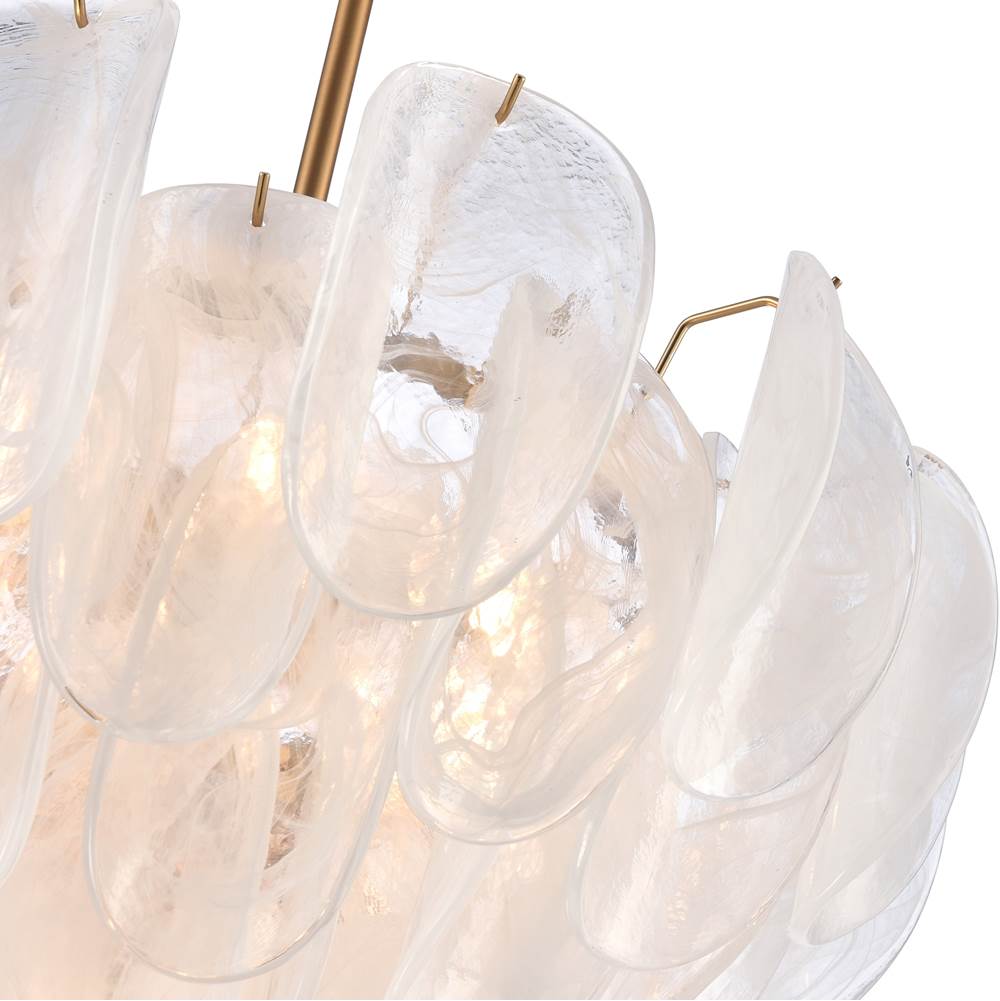Arabela Lighting 85410-7 Satin Brass 26'' Chateau Pendant In Satin Brass With Curved Arctic Mist Glass Image 7