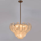 Arabela Lighting 85410-7 Satin Brass 26'' Chateau Pendant In Satin Brass With Curved Arctic Mist Glass Image 4