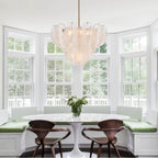 Arabela Lighting 85410-7 Satin Brass 26'' Chateau Pendant In Satin Brass With Curved Arctic Mist Glass Image 3