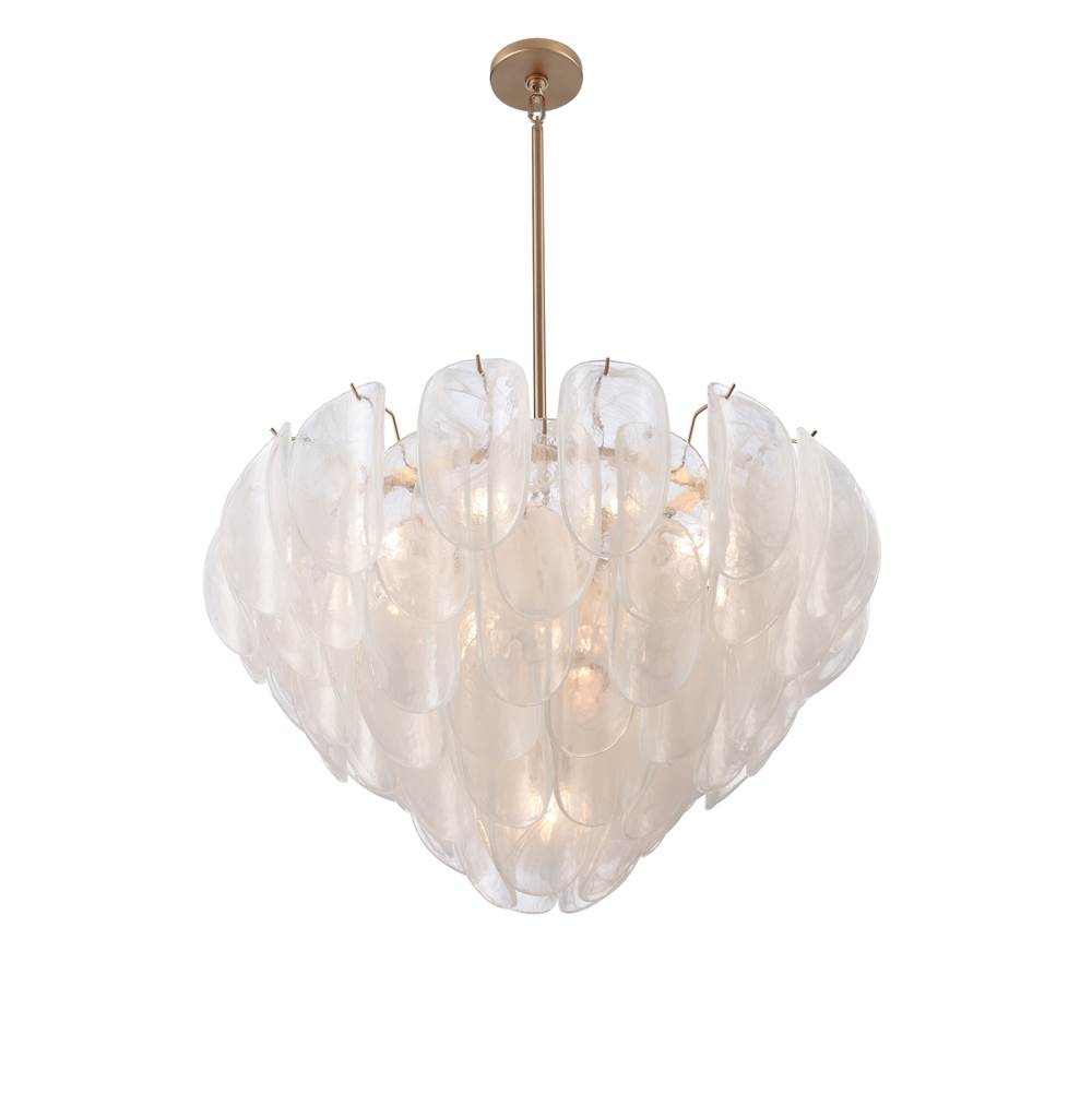 Arabela Lighting Chateau 31.5'' Chateau Pendant In Satin Brass With Curved Arctic Mist Glass