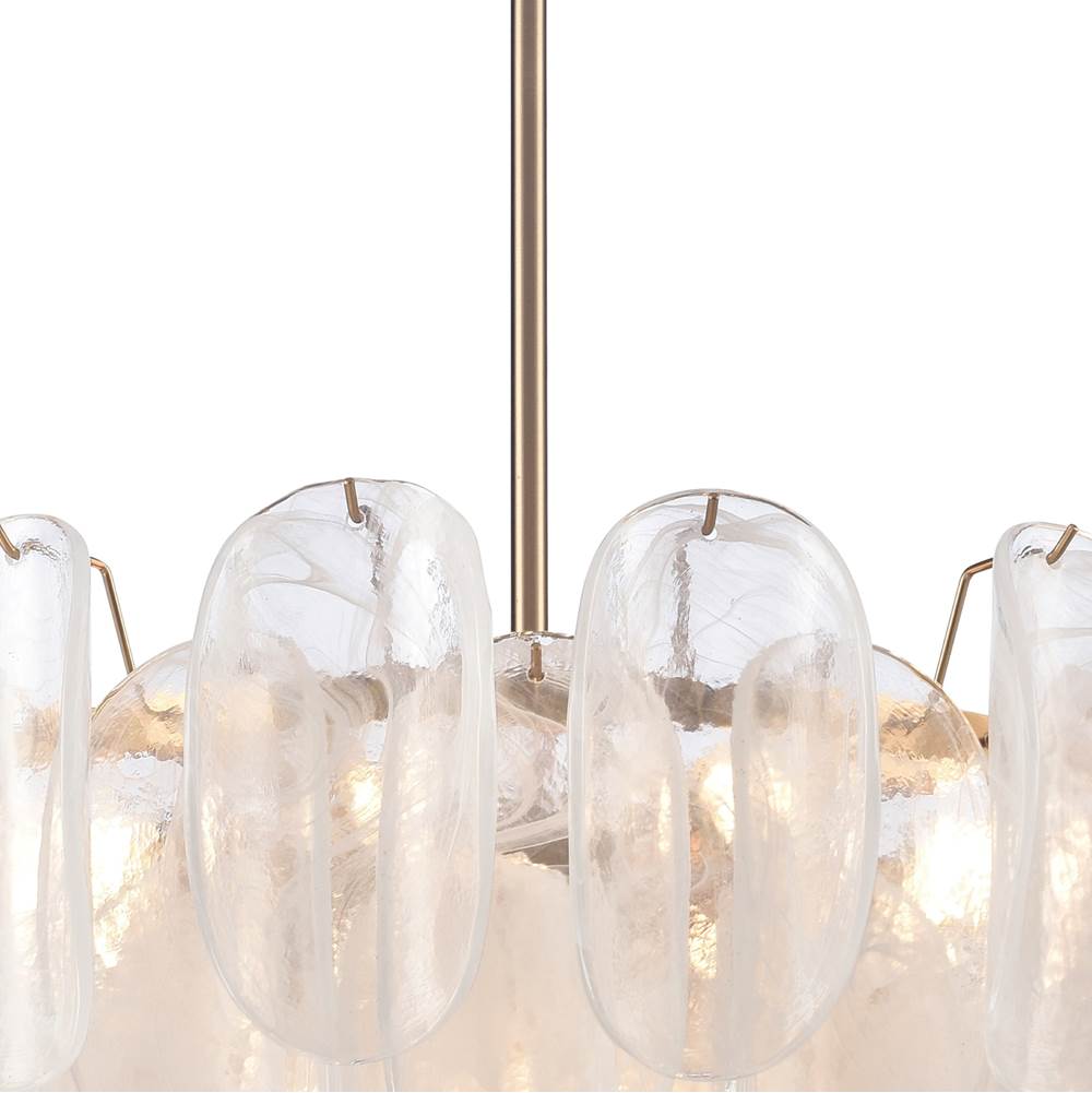 Arabela Lighting 85411-13 Satin Brass 31.5'' Chateau Pendant In Satin Brass With Curved Arctic Mist Glass Image 7