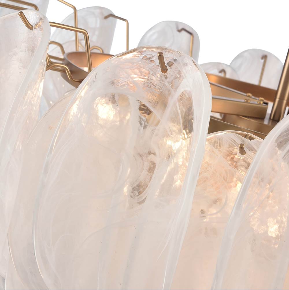 Arabela Lighting 85411-13 Satin Brass 31.5'' Chateau Pendant In Satin Brass With Curved Arctic Mist Glass Image 6