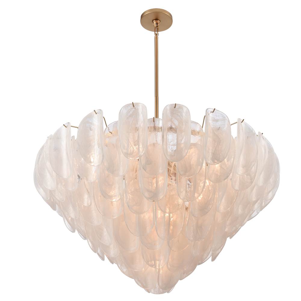 Arabela Lighting Chateau 39.5'' Chateau Pendant In Satin Brass With Curved Arctic Mist Glass